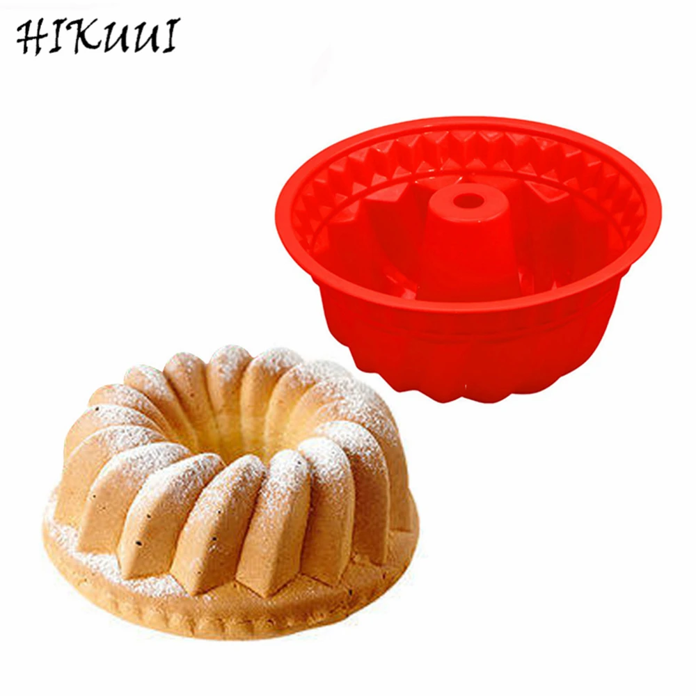9 Inch 1PCS Silicone Spiral Pattern Bundt Pan Chiffon Savarin Cake Mold Mousse Brownie Dessert Decoration Baking Tools | Дом и сад