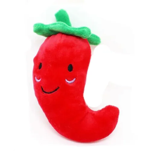 chilli Игрушки для собак для маленьких собак жевательная игрушка-пищалка для щенков скрипучий плюшевый звук милые фрукты и овощи дизайны игрушки товары для животных-15 видов стилей - Цвет: chilli