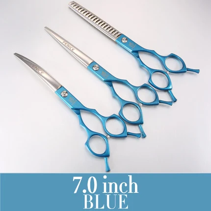 7.0 blue Fenice профессиональные японские красочные 440c 6,5 дюймов ножницы для ухода за собакой Набор Резак тоньше чунковые изогнутые ножницы - Цвет: 7.0 blue