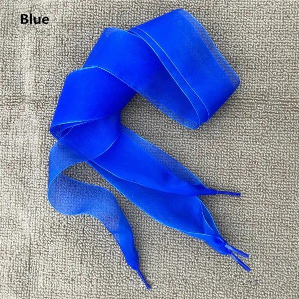 Blue 4 см широкие шнурки из органзы, прозрачные шифоновые кружевные плоские шелковые шнурки с большим бантом, широкие шнурки для спорта и отдыха - Цвет: Blue