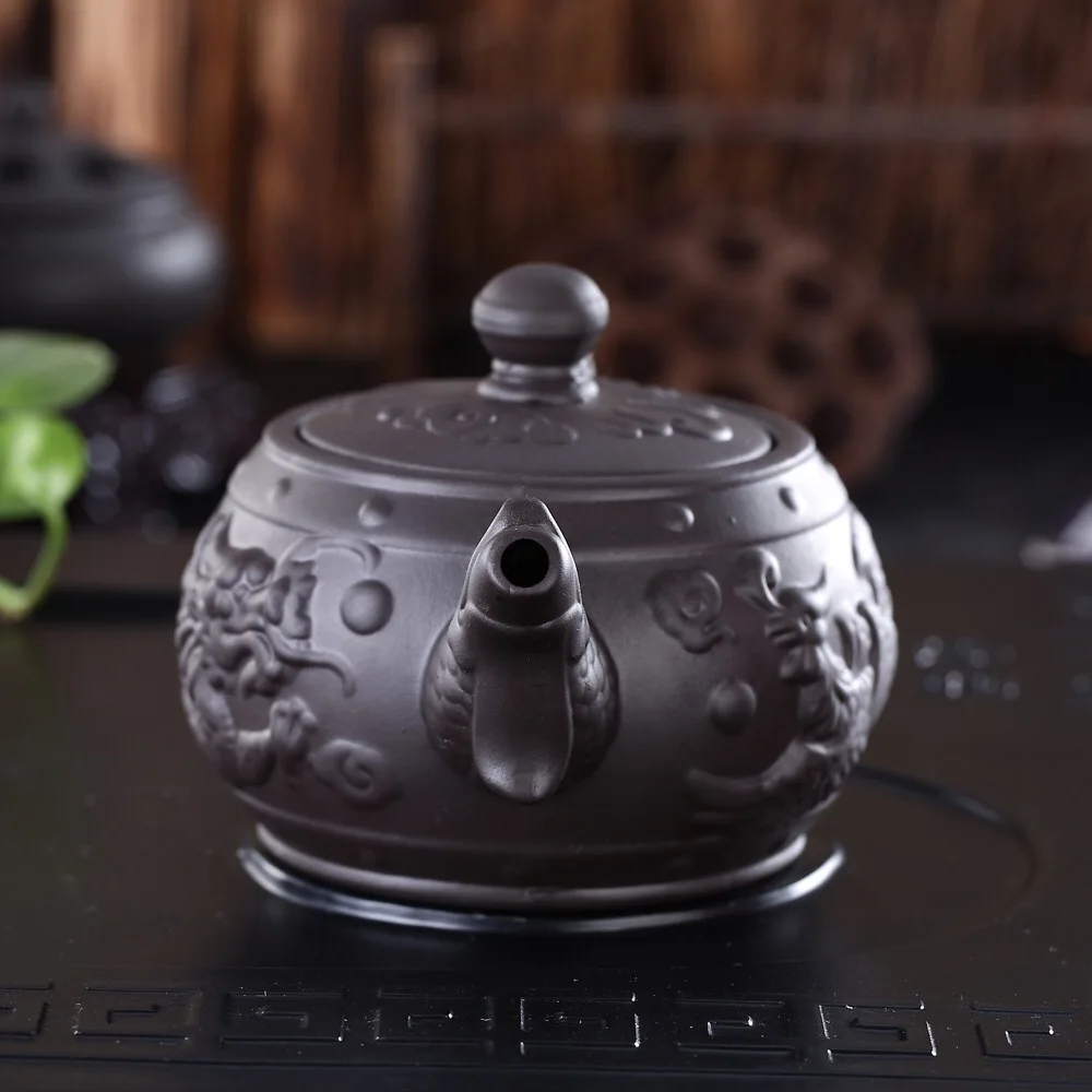 

370ml handmade ceramic Teapot dragon and phoenix tea pot premium tea infuser purple clay tea set kettle kung fu