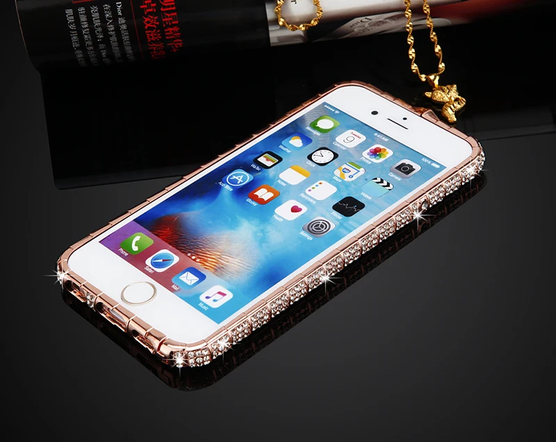 Для iPhone X XR XS Max роскошный кейс чехол-бампер с алмазами для iPhone 8 7 6 6 S Plus Чехлы блестящая металлическая рамка со стразами