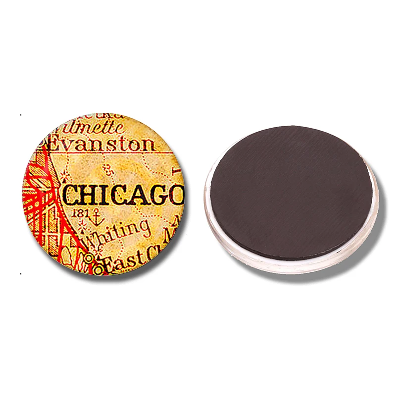 Винтаж Chicago карта 30 мм магнит на холодильник Evanston Америка стеклянный купол магнитные стикеры на холодильник Note подсвечник, декоративные изделия