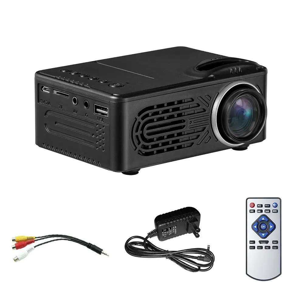 Lcd мини-проектор, Мультимедийный портативный проектор для домашнего кинотеатра Поддержка 16: 9& 4: 3 Full HD 1080 P, USB, AV, tf-карта для 25-80 дюймов I