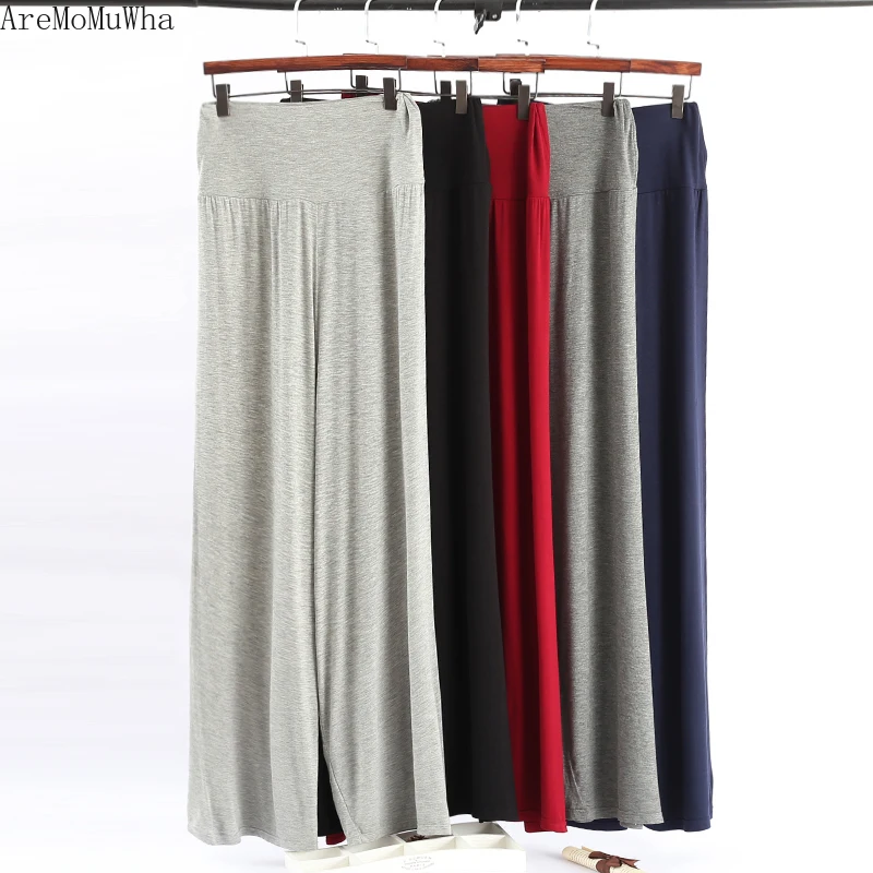 AreMoMuWha Модальные широкие брюки женские летние Уайлд Высокая талия прямые