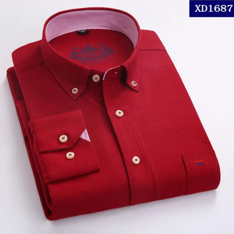 Korean Style Men Fashion Oxford Shirts Camisa Long Sleeve Turn-down Collar Formal Dress Business Vestido High Quality | Мужская одежда