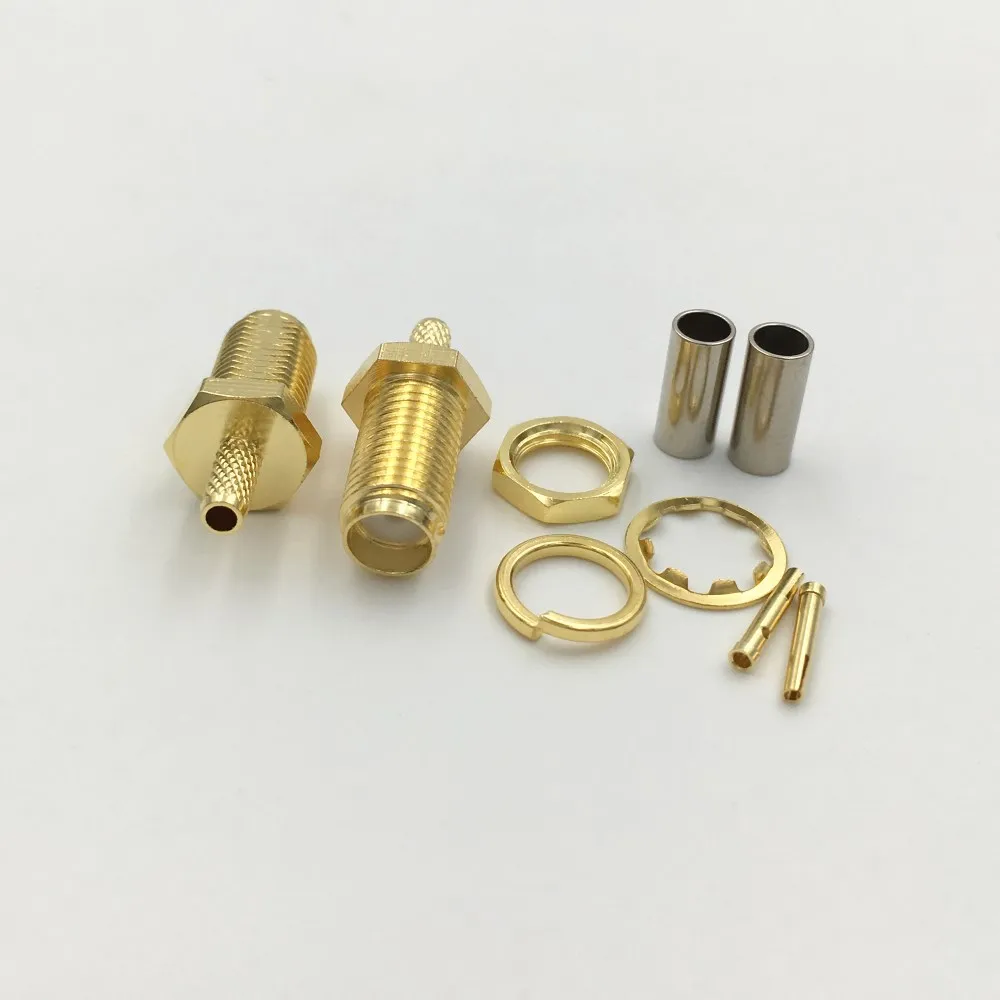 100 шт. латунный Позолоченный разъем SMA Центральная гайка ОБЖИМНАЯ перегородка для