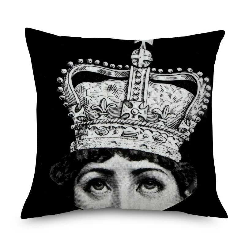 08 Fornasetti живопись лицо художественная Подушка Чехлы Европейский Винтаж красота лица глаза губы подушка «Корона» Чехол диван льняная наволочка - Цвет: 08