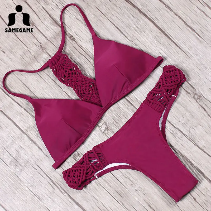 Женский купальник бикини SAMEGAME пляжный трикотажный комплект с вырезами новинка