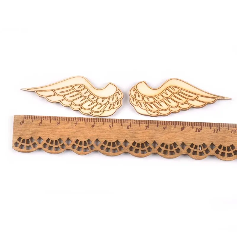 44-55mm 10Pcs Wings Of An Angel Pattern Wood Crafts DIY For Handmade Scrapbook Home Decor Wooden Ornaments Embellishment M2143 | Дом и сад