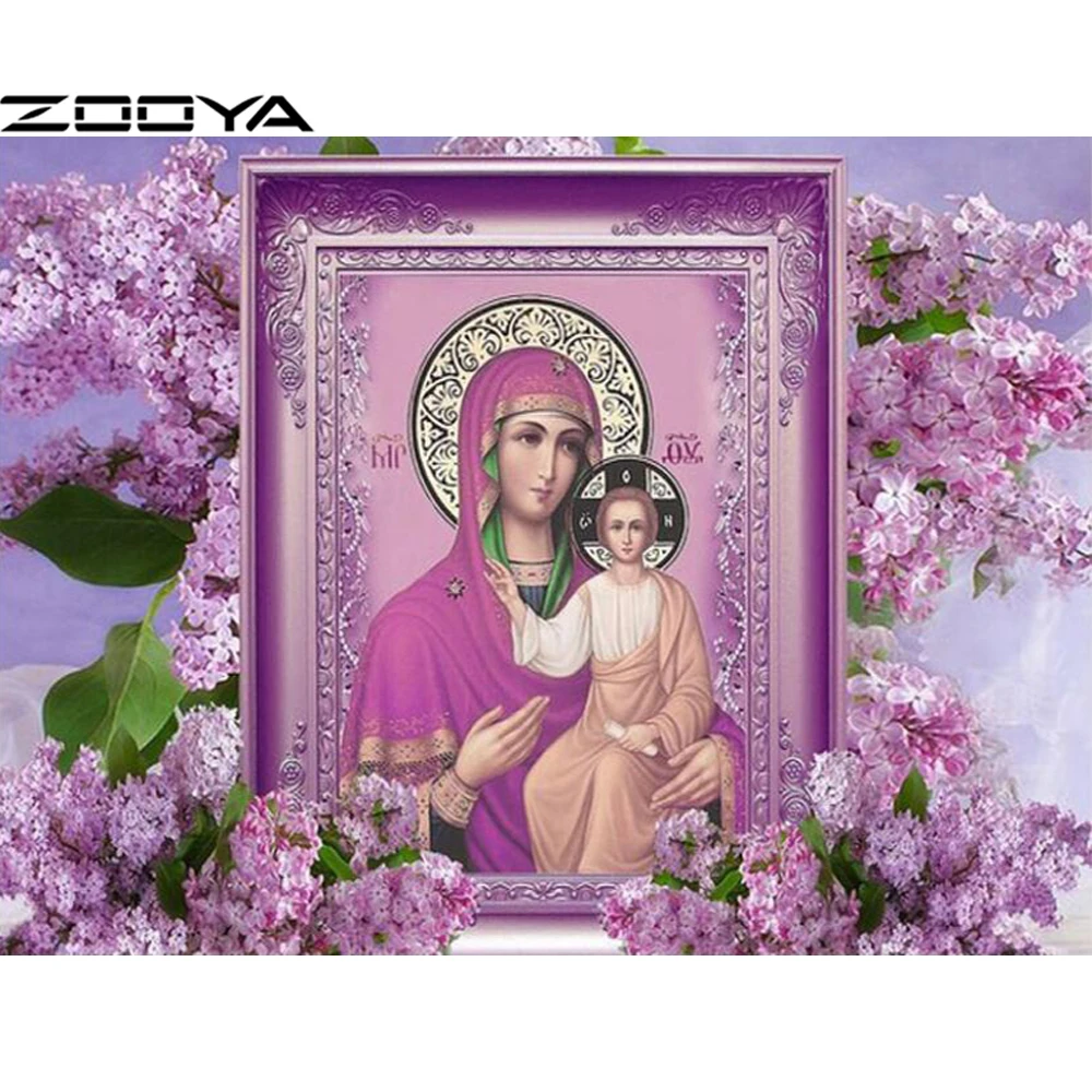 

Diamond Painting Cross-Stitch Kits Diamond Embroidery Mosaic Virgin And The Son Needlework Rhinestone Painting Home Decor R1458