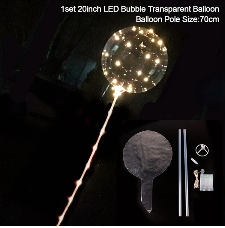 20inch Glowing Led Balloon PVC Children's Birthday Balloon Shiny Baloon Outdoor Led Ballon Air transparent Ballons Accessories