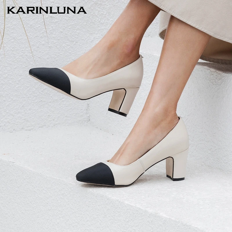 Женские свадебные туфли лодочки Karinluna элегантные на квадратном каблуке без