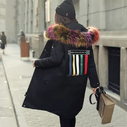 Женская зимняя куртка с меховым воротником Длинная толстовка капюшоном