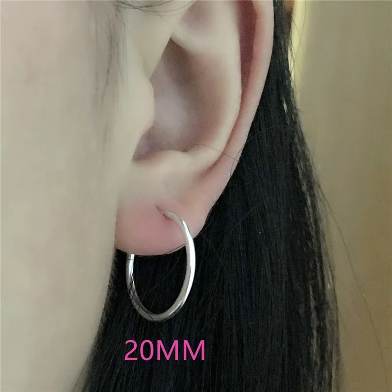 Серьги-кольца настоящий чистый 925 пробы серебряные серьги много размеров гладкая поверхность для мальчика или девочки мужчина женщина