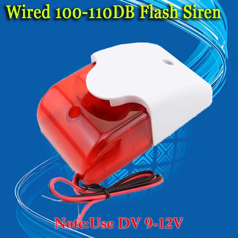 Бесплатная доставка! Проводная Мини сирена 9 12 В для помещения красный светильник