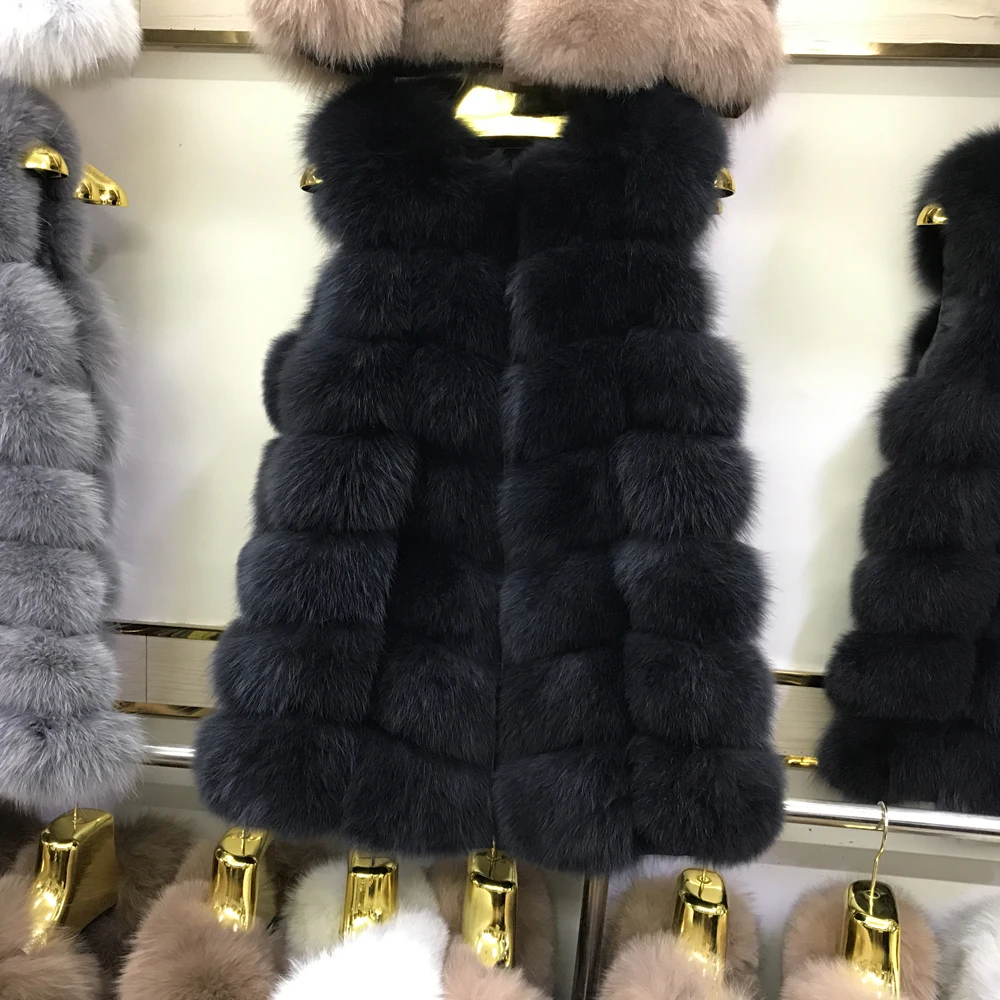 2020 женские Роскошные вечерние подлинный реальный лисий мех жилет теплые мягкие