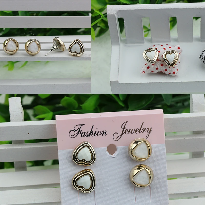 Серьги-гвоздики в форме красного сердца из смолы с кристаллами серьги подвеской