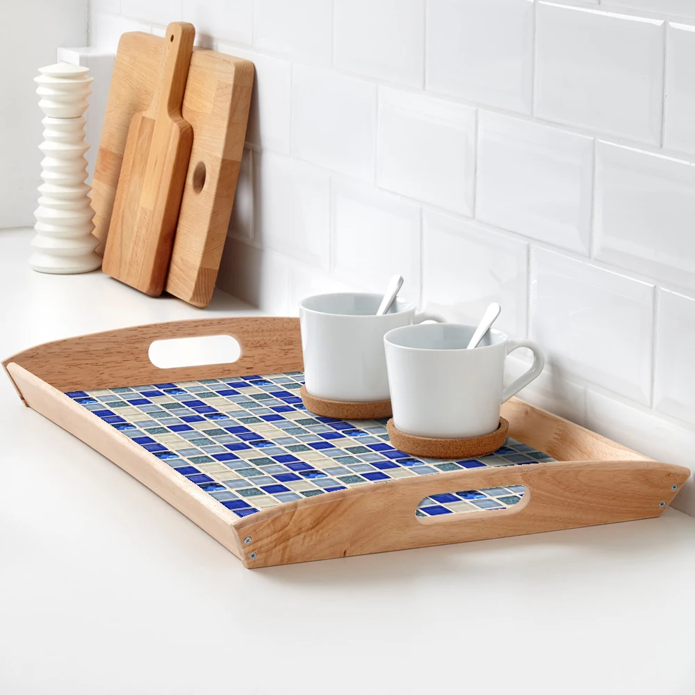 18 шт./компл. синего цвета с украшением в виде кристаллов Стекло плитка 3D мозаичной