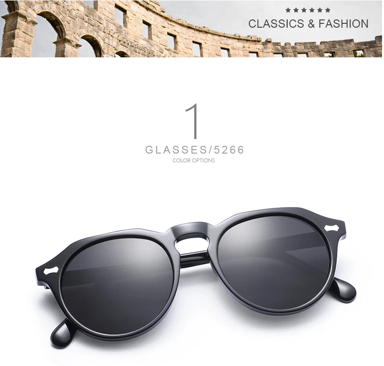 Carfia Gregory Peck поляризованные солнцезащитные очки Классические брендовые дизайнерские Винтажные Солнцезащитные очки мужские и женские круглые солнцезащитные очки UV400 5266