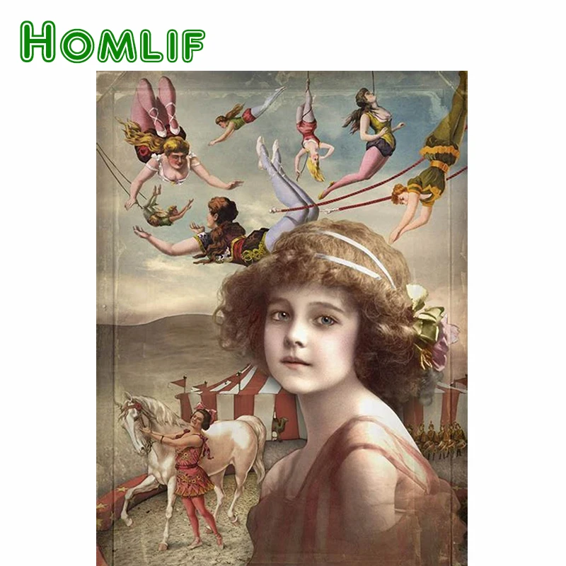 Алмазная 5D картина HOMLIF сделай сам девушка фантазия мечта полноразмерная/круглая