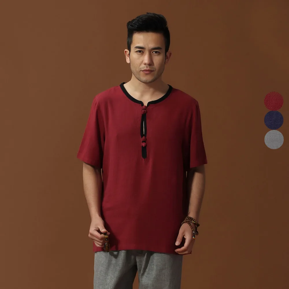 Рубашка мужская хлопковая/льняная традиционная китайская рубашка Кунг фу топ