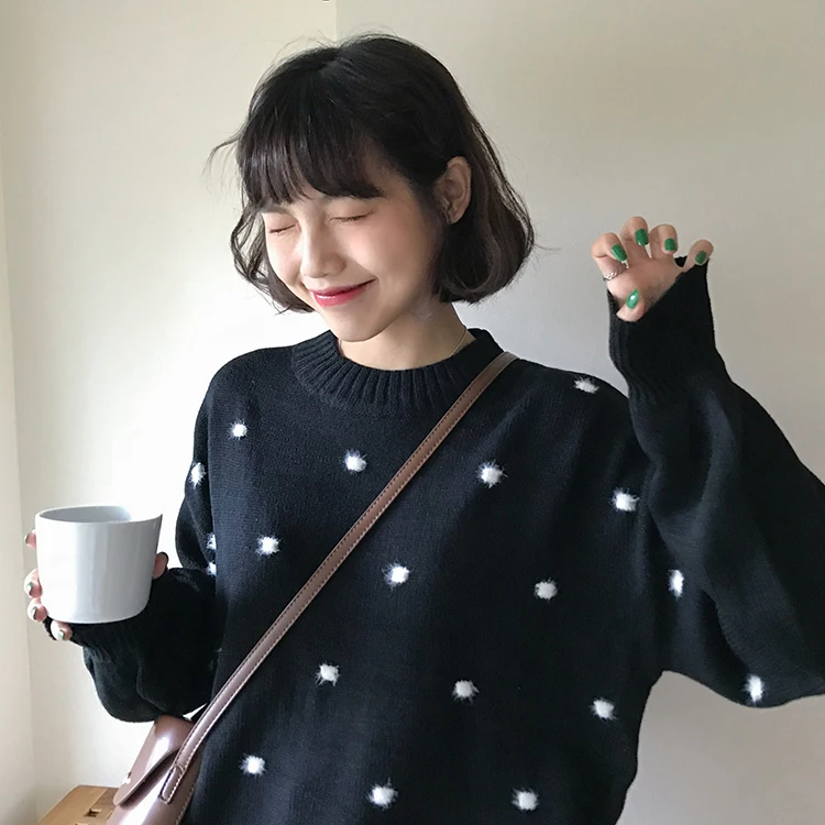 Свитер женский пушистый теплый в японском стиле Харадзюку корейский кавайный