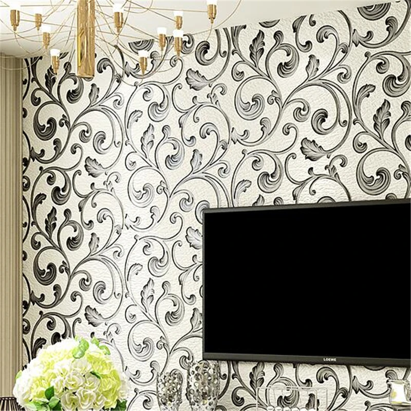 beibehang Modern simple deerskin cashmere foaming process thick three-dimensional non-woven wallpaper TV background wall | Обустройство