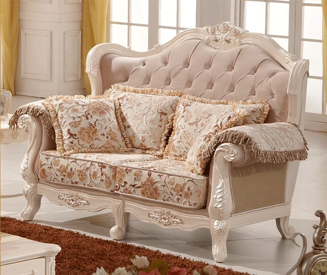 Антикварный стиль ткань диван дерево ручная резьба JLW502 | Мебель