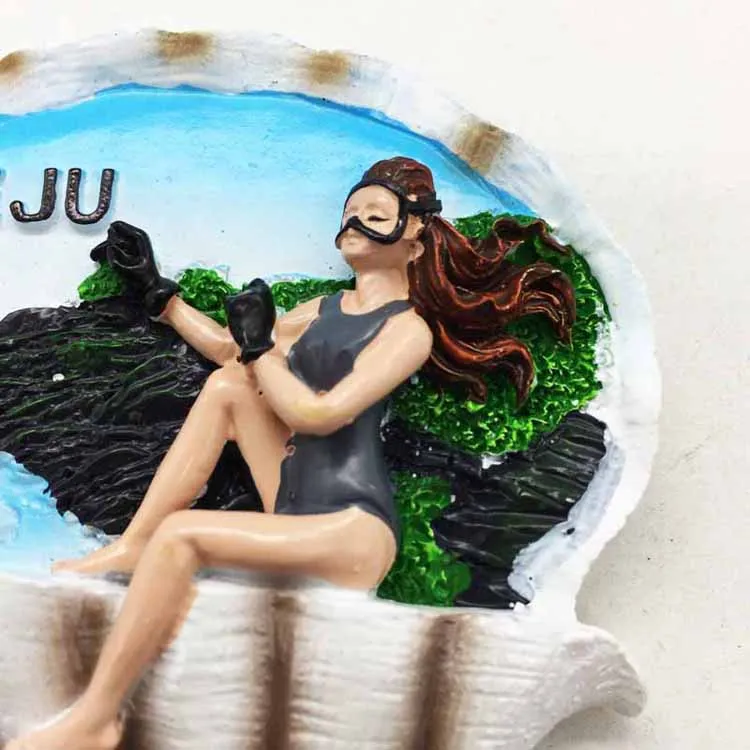 Чеджу остров Южная Корея Дайвинг девочка трехмерные ремесла магнитные наклейки