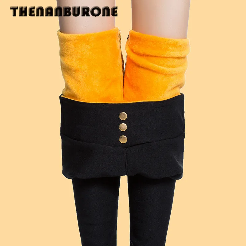 Thenanburone хорошее качество зимние высокие упругие талии Сгустите Бархатные