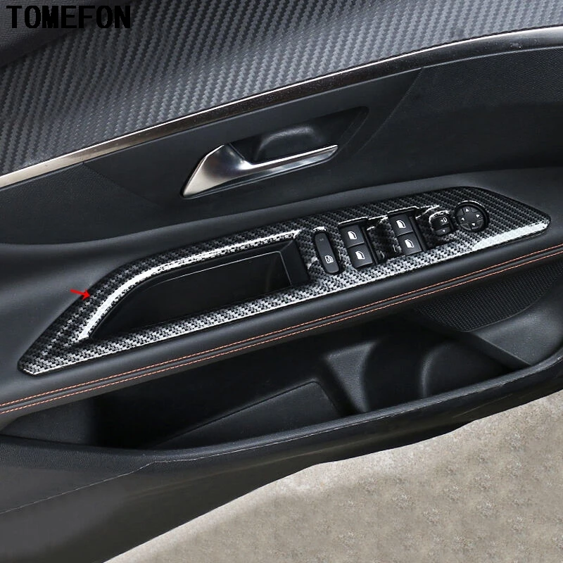 TOMEFON для Peugeot 3008 GT 2017 2018 ABS углеродное волокно дверной подлокотник стеклоподъемник