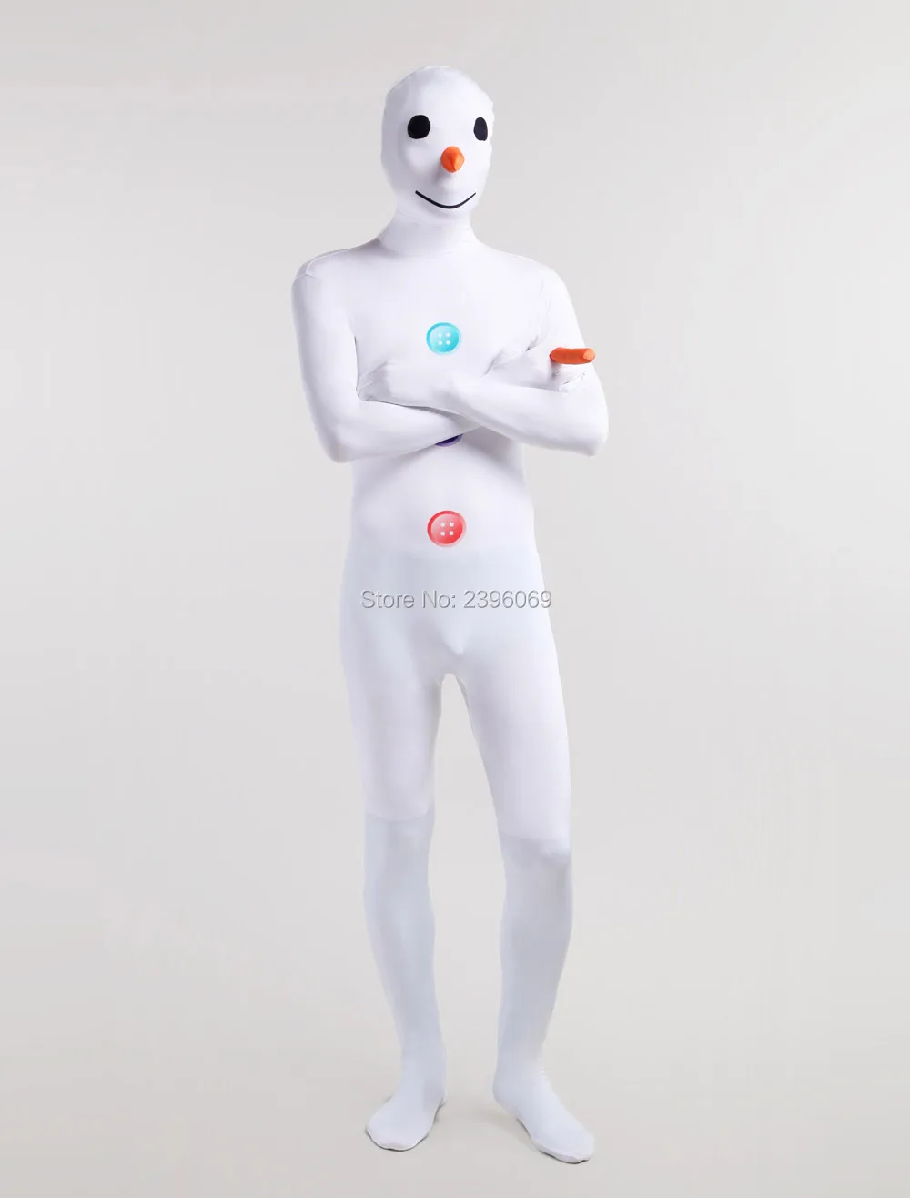 

(LS001)) Cute White Snowman Spandex Cosplay Zentai Suits Halloween Costume