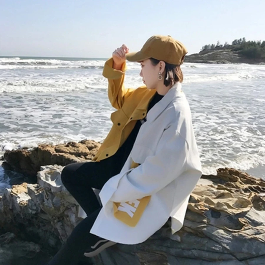 Женская свободная куртка в стиле пэчворк AULEAD весеннее пальто Harajuku уличная бомбер