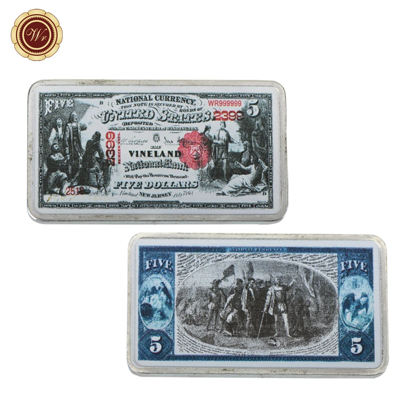 Серебряный стержень WR 1875 года 5 долларов металлические стержни с серебряным
