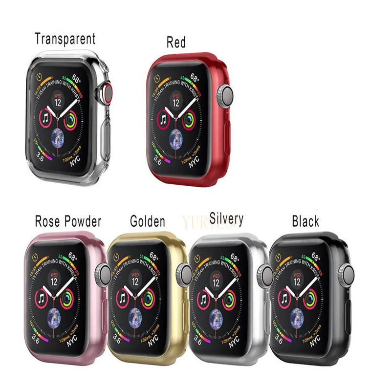 100 ПК серии 1/2/3/4 Мягкий силиконовый чехол для телефона, для Apple чехол для часов 38 мм 42 мм 40 мм 44 модные покрытием ТПУ защитный чехол для наручных часов iWatch