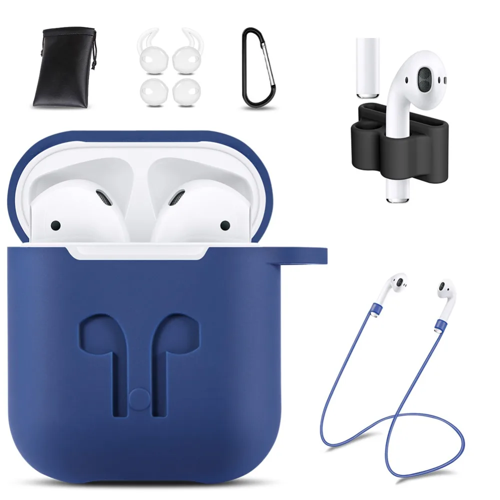 7 или 5 в 1 Airpods аксессуар Наборы легкий AirPod чехол силиконовый с Ремешок для