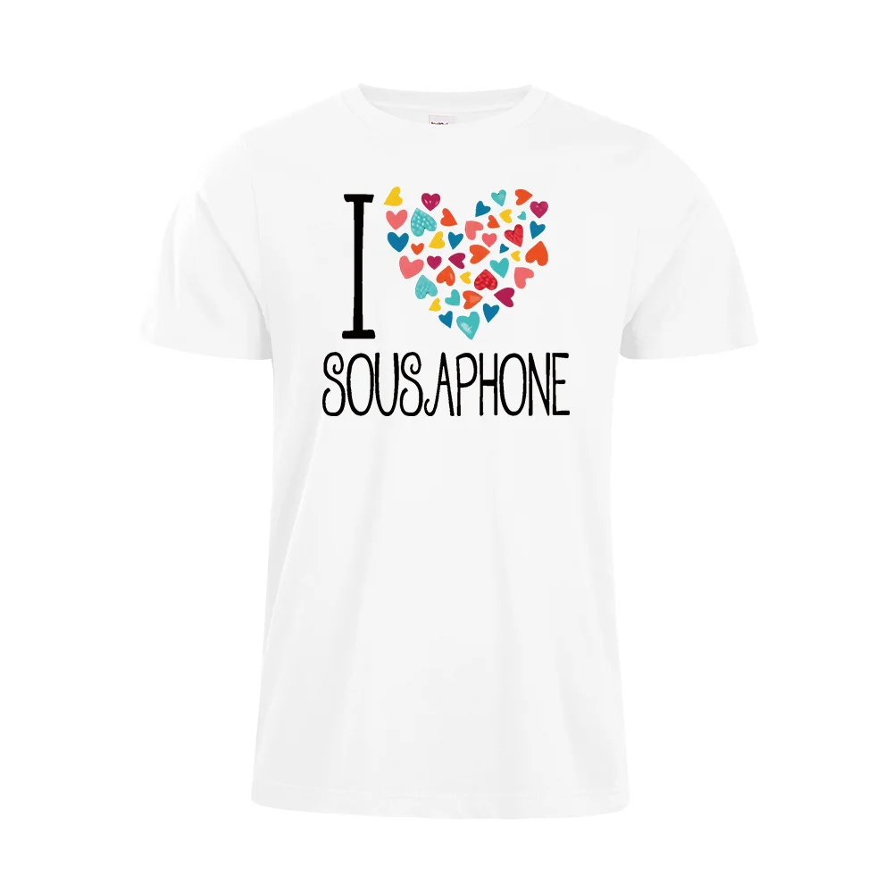 Fashion I love Sousaphone colorful hearts Tshirt Unisex tshirt Instrument Shirt Music Cotton TopTees | Мужская одежда
