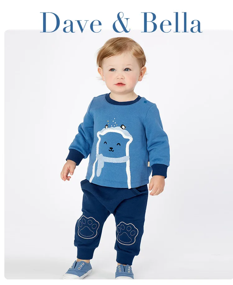 Dave bella/комплекты модной осенней одежды для маленьких мальчиков; комплекты со штанами и длинными рукавами; детская одежда с принтом; DBJ10978
