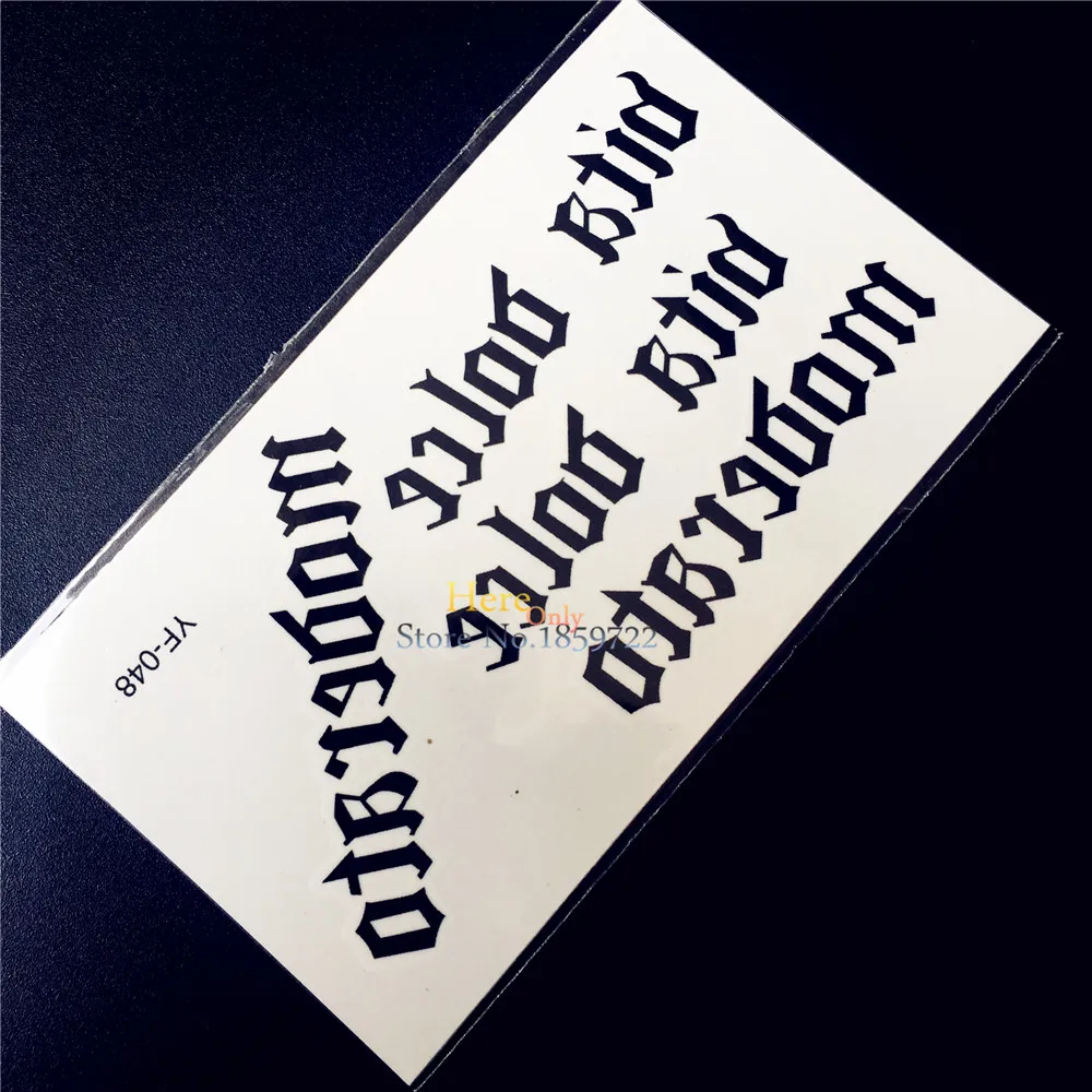 Черные слова буквы имитация флэш татуировки одноразовые временные наклейки для