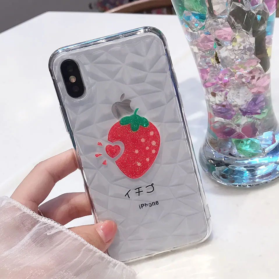 Геометрическая алмаз назад случаи для iPhone 6 6S X 7 8 плюс Капа чехол Чехол прозрачный