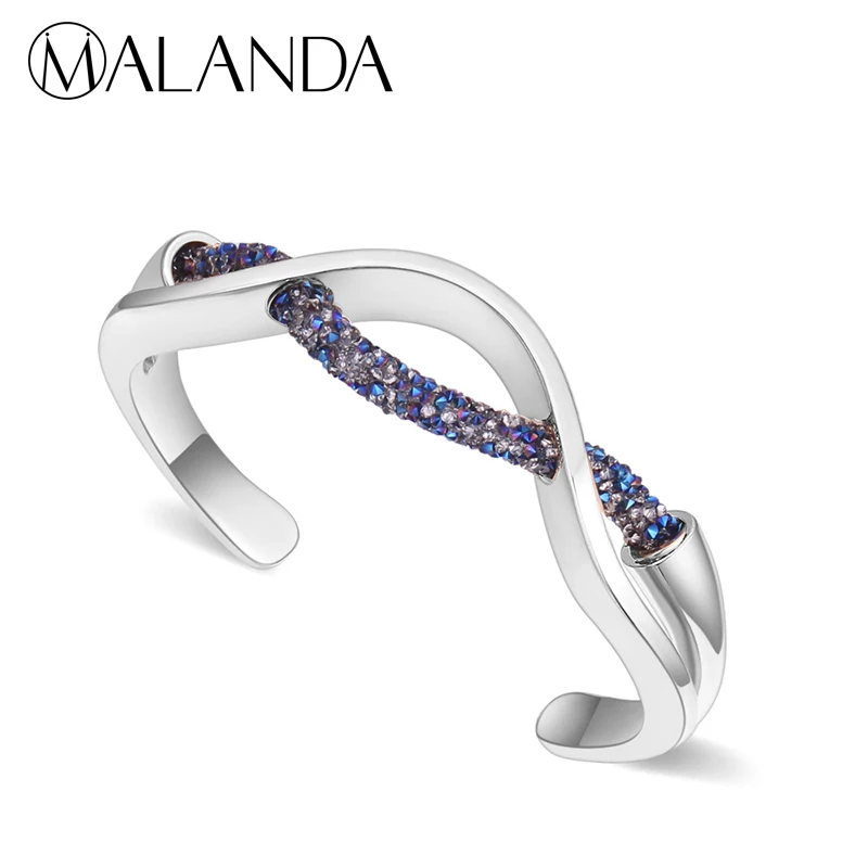 Бренд malanda 2018 Новая мода Кристалл от Swarovski сетки Браслеты для женщин Роскошные