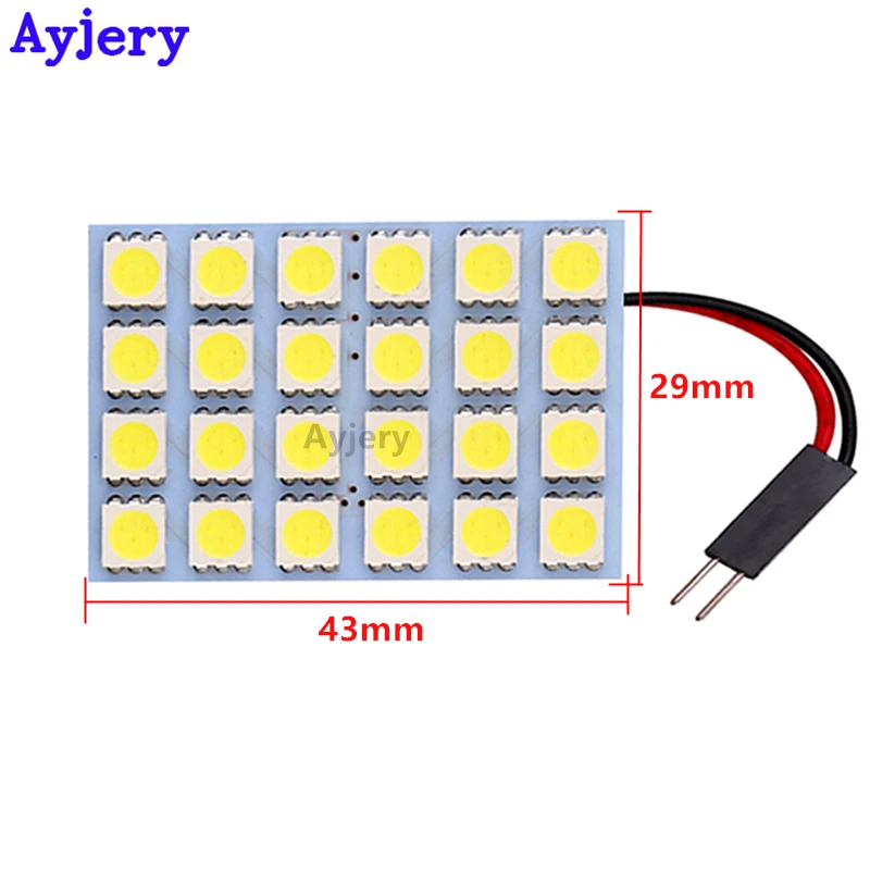 AYJERY 10 шт. панельный светильник s T10 5050 24 SMD 3 Chips светодиодный Festoon Dome лампа BA9S 2