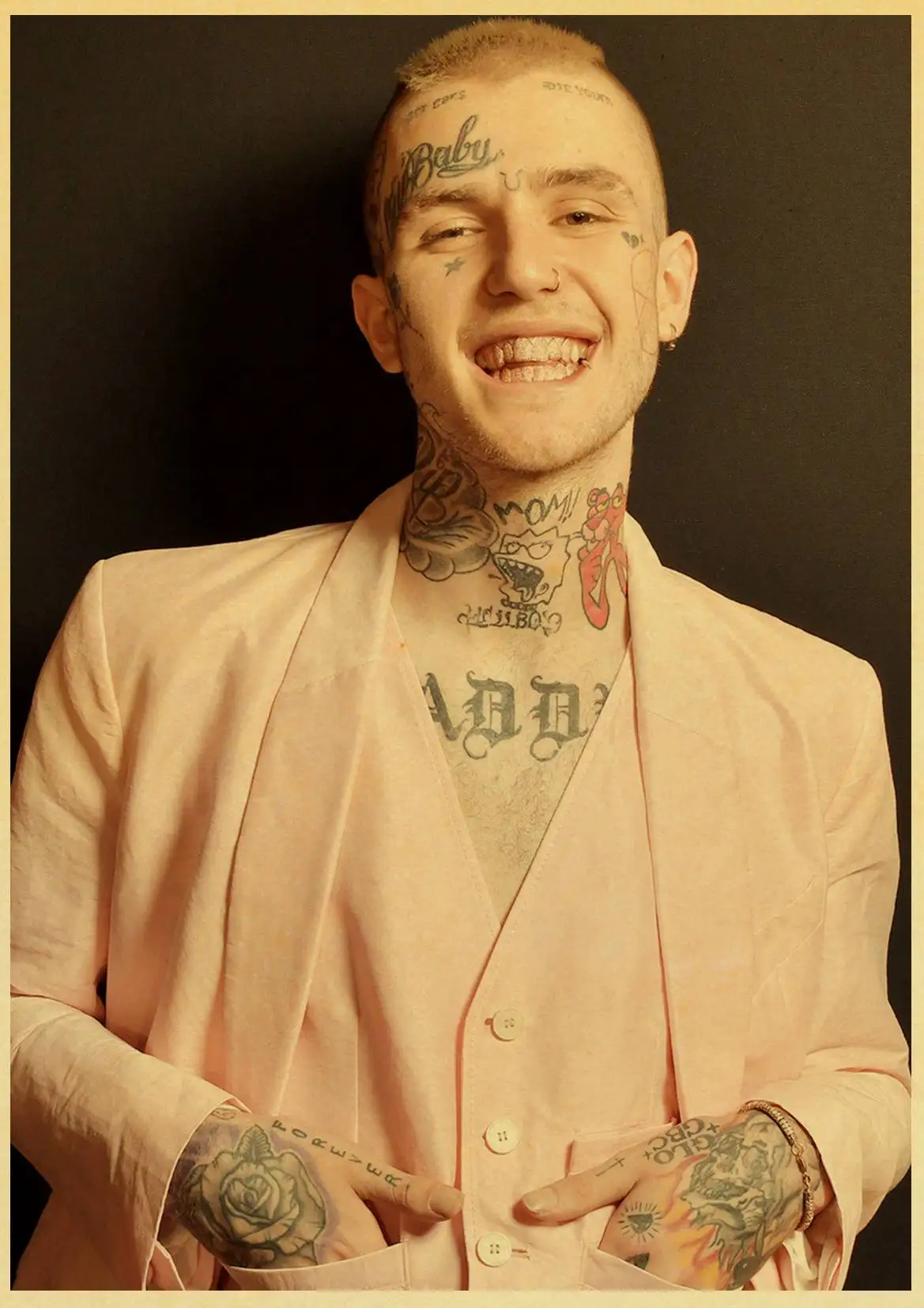 Рэпер Lil Peep плакат из крафт-бумаги художественный плакат Бар Кафе винтажная Высококачественная печать рисунок ядро настенная декоративная живопись