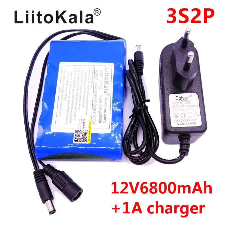 Высококачественный перезаряжаемый литий ионный аккумулятор HK LiitoKala DC 12 В 6800 мАч