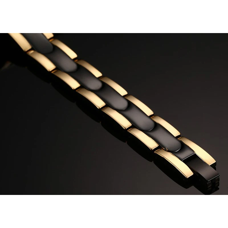 Vinterly черный Золотой магнитный браслет для мужчин звено цепи из нержавеющей стали