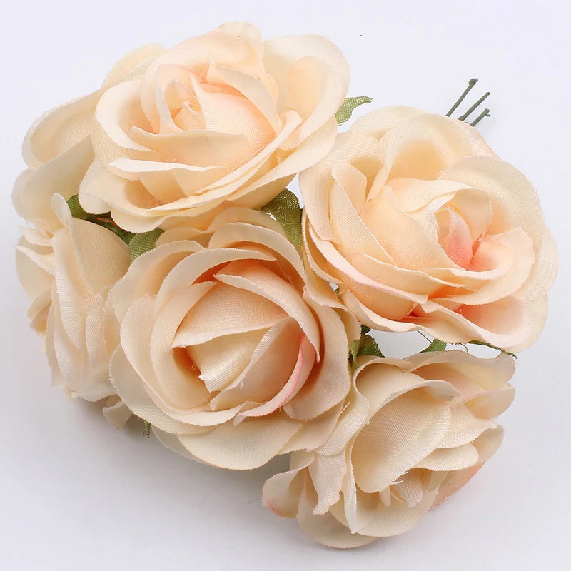 6 шт./лот искусственный цветок 4 см Шелковые Розы Искусственные цветы украшения