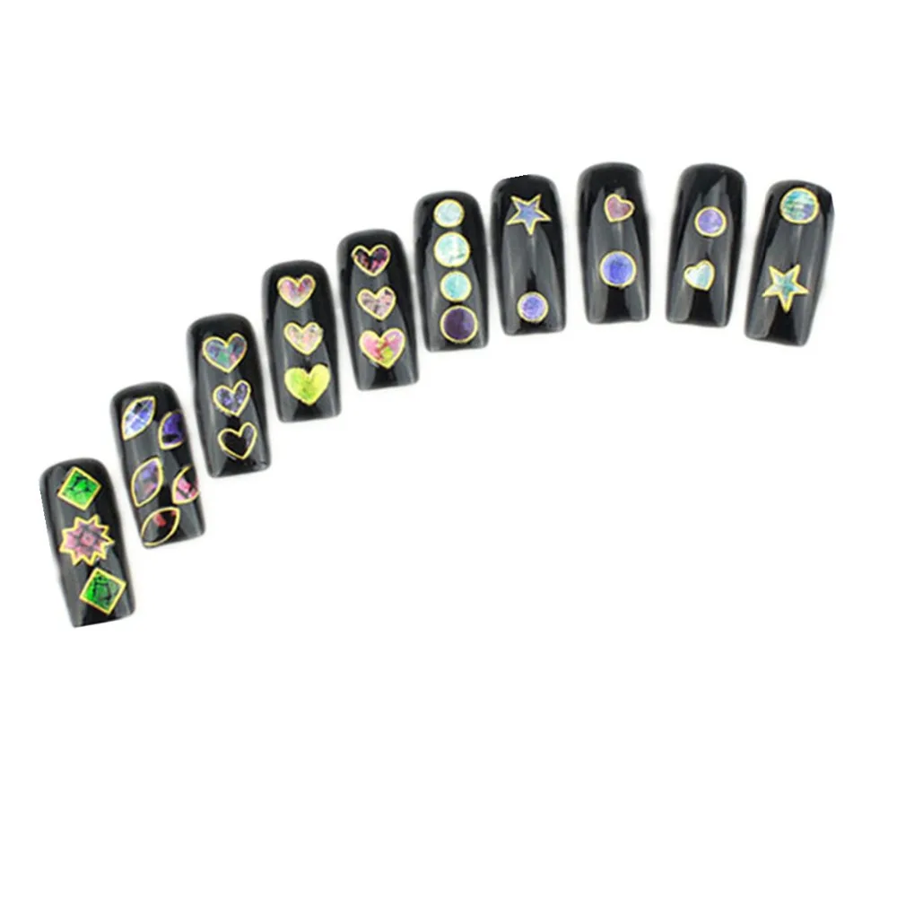 24 шт./лот блестящие DIY клейкие наклейки для ногтей лазерные дизайны в стиле