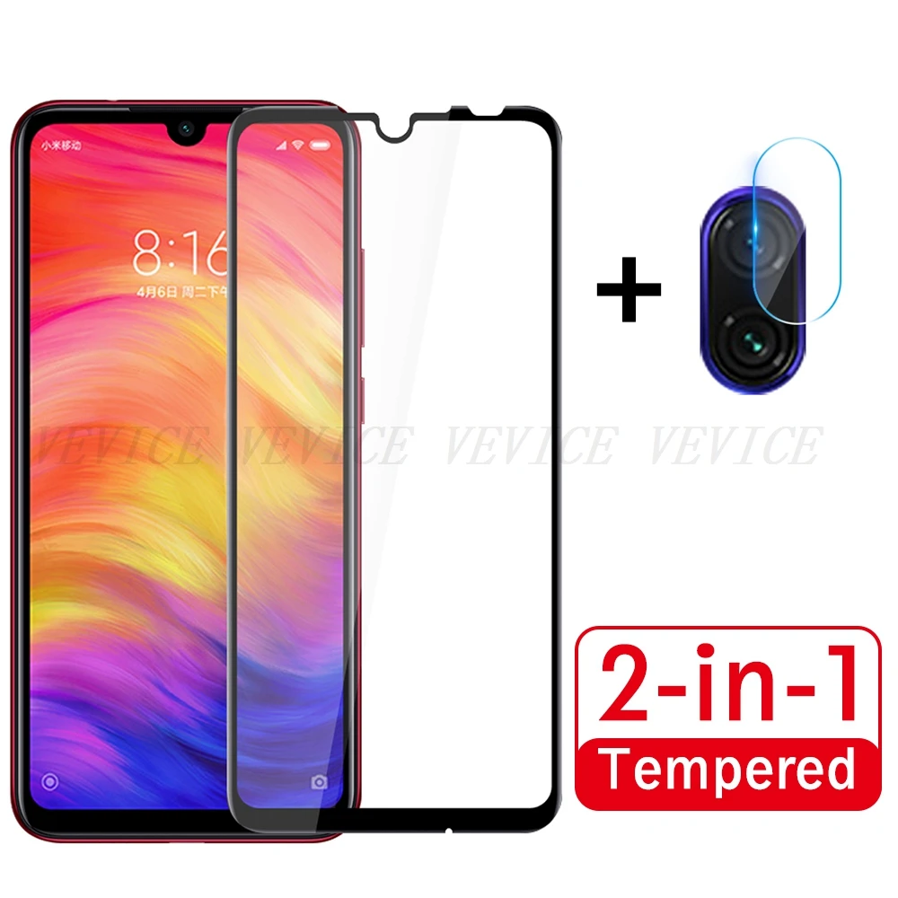 2 в 1 полное Защитное стекло для Xiaomi Redmi Note 7 HD защита экрана камеры защитная пленка