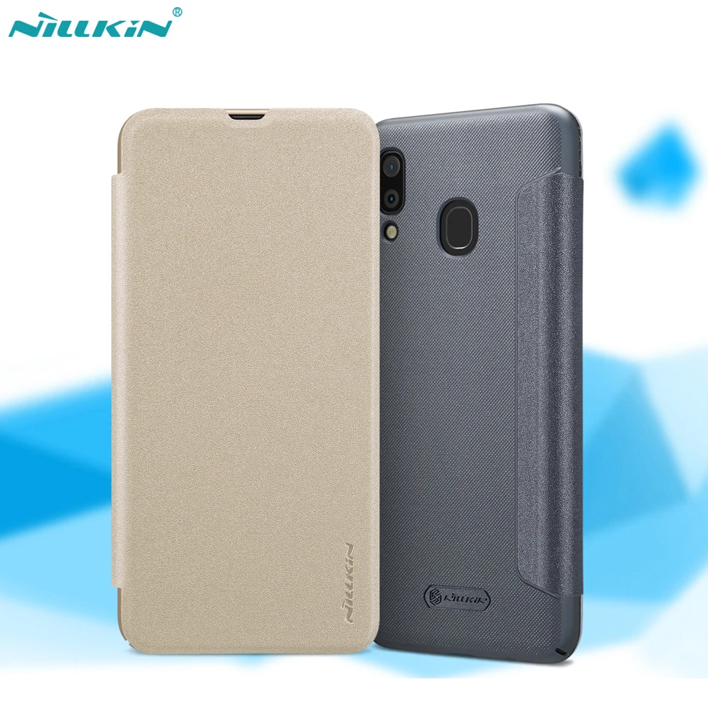 Чехол книжка Nillkin для Samsung Galaxy A30 блестящий чехол из искусственной кожи A30|Бамперы|